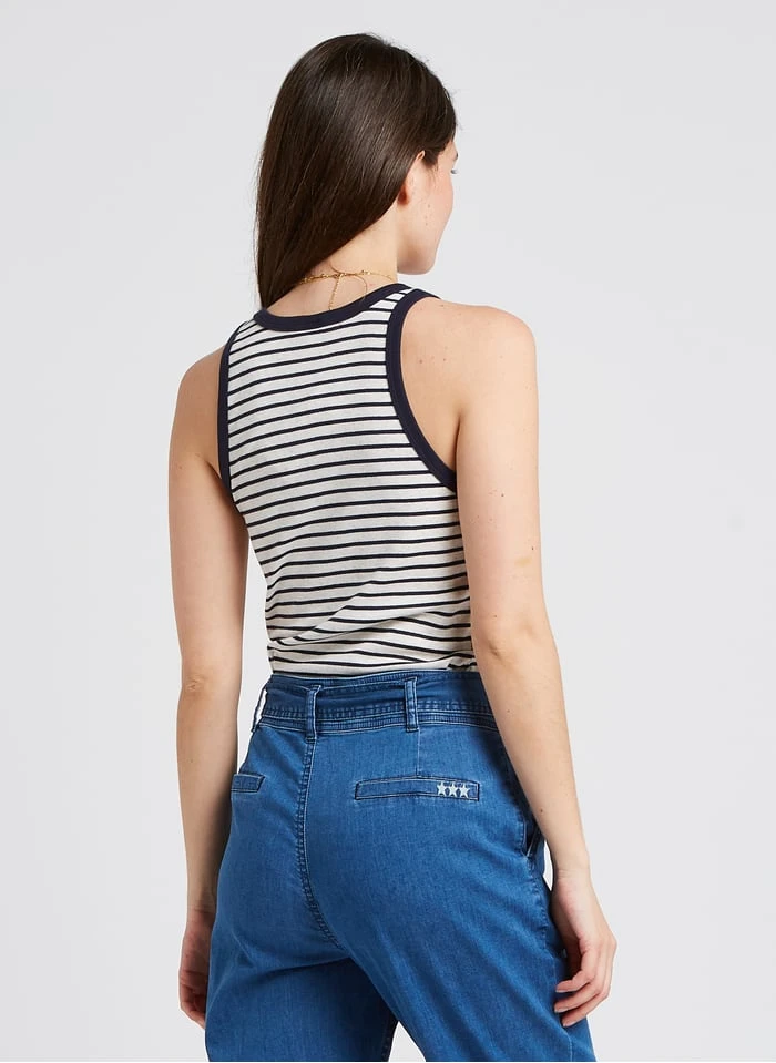 PETIT BATEAU Débardeur Droit Col Rond En Coton à Rayures | Noir 4 PETIT BATEAU Débardeur Droit Col Rond En Coton à Rayures | Noir – Image 2