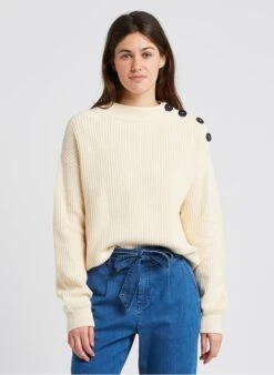 PETIT BATEAU Pull Col Rond En Coton | Beige