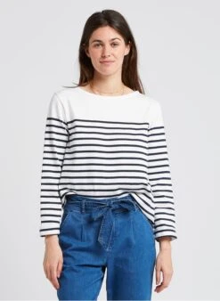 PETIT BATEAU Tee-shirt Col Bateau Marinière En Coton | Noir