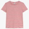 PETIT BATEAU Tee-shirt Col Rond à Rayures En Coton | Rouge -Petit Bateau 4181348