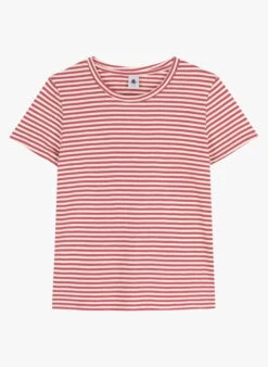 PETIT BATEAU Tee-shirt Col Rond à Rayures En Coton | Rouge