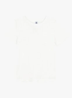 PETIT BATEAU Tee-shirt Col Rond En Lin | Blanc -Petit Bateau 4181355