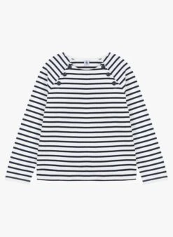 PETIT BATEAU Tee-shirt Col Rond à Rayures En Coton | Noir -Petit Bateau 4181367