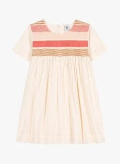 PETIT BATEAU Robe Col Rond En Popeline De Coton | Beige