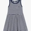 PETIT BATEAU Robe Col Rond à Rayures En Coton | Bleu -Petit Bateau 4182147
