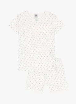 PETIT BATEAU Pyjama Short Imprimé à Pois En Coton Bio | Blanc