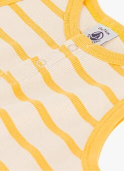 PETIT BATEAU Combinaison Courte En Maille Rayée En Coton Bio | Jaune -Petit Bateau 4182184