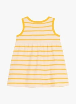 PETIT BATEAU Robe Courte En Maille Rayée En Coton Bio | Jaune -Petit Bateau 4182186