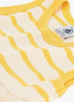PETIT BATEAU Robe Courte En Maille Rayée En Coton Bio | Jaune -Petit Bateau 4182187