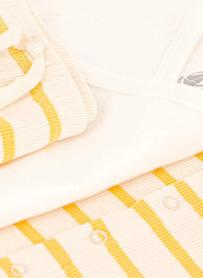 PETIT BATEAU Ensemble Pyjama Rayé Et Body En Coton | Jaune 5 PETIT BATEAU Ensemble Pyjama Rayé Et Body En Coton | Jaune – Image 3