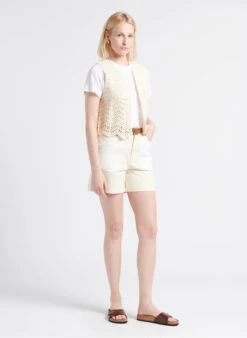 PETIT BATEAU Tee-shirt Col Rond En Lin | Blanc -Petit Bateau 4183256