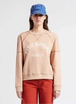 PETIT BATEAU Sweat Col Rond En Coton | Rose
