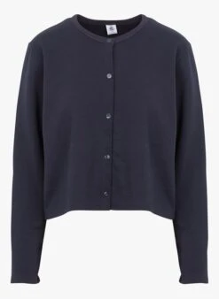 PETIT BATEAU Cardigan Col Rond En Coton Mélangé | Noir -Petit Bateau 4232475
