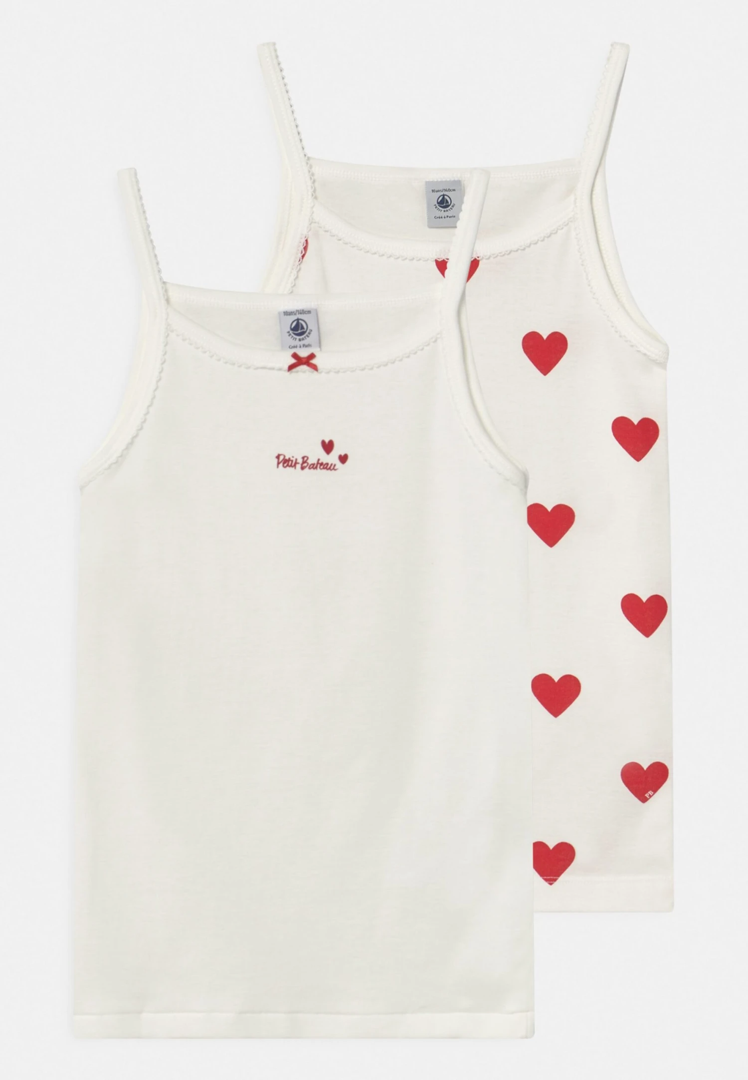 PETIT BATEAU Heart 2 Pack - Caraco - White/Red 3 PETIT BATEAU Heart 2 Pack - Caraco - White/Red