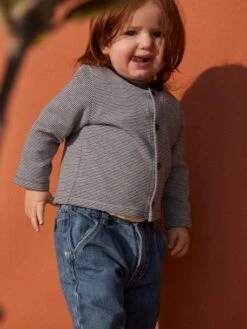 Cardigan Bébé Rayé Milleraies En Jersey épais - PETIT BATEAU -Petit Bateau cardigan bebe raye milleraies en jersey epais petit bateau 2