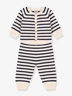 Petit Bateau -Petit Bateau ensemble 2 pieces bebe en tricot raye laine et coton petit bateau 1