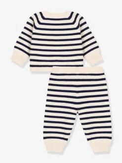 Ensemble 2 Pièces Bébé En Tricot Rayé Laine Et Coton PETIT BATEAU -Petit Bateau ensemble 2 pieces bebe en tricot raye laine et coton petit bateau 3