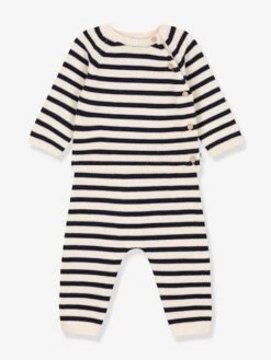 Petit Bateau -Petit Bateau ensemble en tricot laine et coton rayure mariniere bebe petit bateau 1