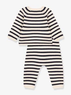 Ensemble En Tricot Laine Et Coton Rayure Marinière Bébé PETIT BATEAU -Petit Bateau ensemble en tricot laine et coton rayure mariniere bebe petit bateau 3
