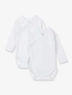 Lot De 2 Bodies Croisés Manches Longues Bébé Naissance En Coton Bio PETIT BATEAU -Petit Bateau lot de 2 bodies croises manches longues bebe naissance en coton bio petit bateau 2