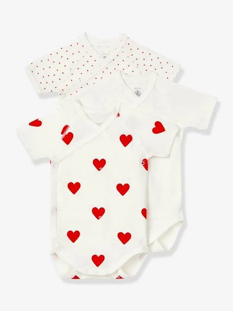 Lot De 3 Bodies Croisés Manches Courtes Coeurs Bébé Naissance En Coton Bio PETIT BATEAU 3 Lot De 3 Bodies Croisés Manches Courtes Coeurs Bébé Naissance En Coton Bio PETIT BATEAU