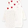 Lot De 3 Bodies Croisés Manches Longues Coeurs Bébé Naissance En Coton Bio PETIT BATEAU -Petit Bateau lot de 3 bodies croises manches longues coeurs bebe naissance en coton bio petit bateau