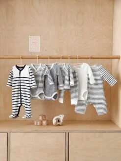 Lot De 3 Bodies Croisés Manches Longues Rayés Bébé Naissance En Coton Bio PETIT BATEAU