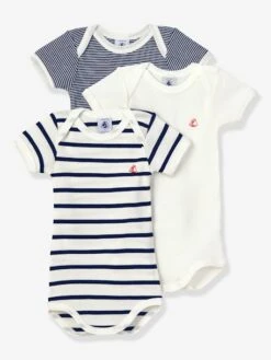 Lot De 3 Bodies Manches Courtes En Coton Bio PETIT BATEAU