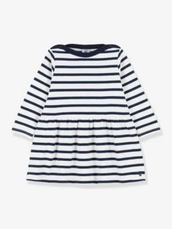 Robe Manches Longues Iconique En Jersey épais Bio Bébé - PETIT BATEAU -Petit Bateau robe manches longues iconique en jersey epais bio bebe petit bateau 1